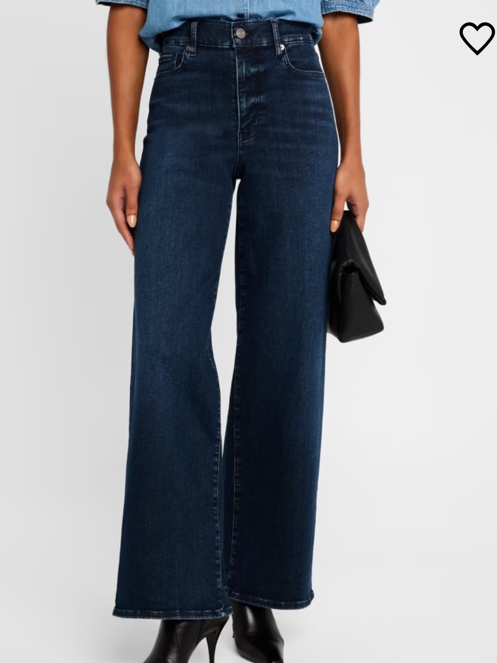 NWT FRAME Le Slim Palazzo High-Rise Wide-Leg Deep Blue Wash Jeans.
